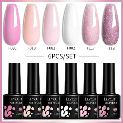 6Pcs/Set Macaron Color Gel Nail Polish Set Kit Spring 6 Colors UV LED Nail Art Gel Vernis Semi Permanent Base Top Coat - Shop & Buy