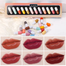 Load image into Gallery viewer, Capsule Lipstick Set New Mini 12-color Waterproof Non-stick Cup Carry Pill Lipstick Novelty Lips
