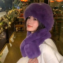 Load image into Gallery viewer, New Women Fluffy Faux Fur Bucket Hat Winter Warm Ear Protection Cap Windproof Panama Caps
