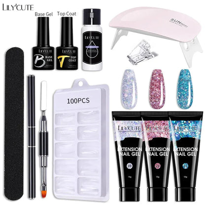 Nail Gel Set 6W LED Lamp Full Manicure Set Vernis Semi Permanent Quick Extension Nail Kit Gel Set For Nails Tool Kit - Shop & Buy