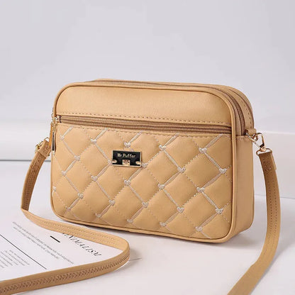 Women's One Shoulder Small Square Handbag New Cross Border Foreign Trade Lingge PU Crossbody Versatile Small Messenger Bag - Shop & Buy