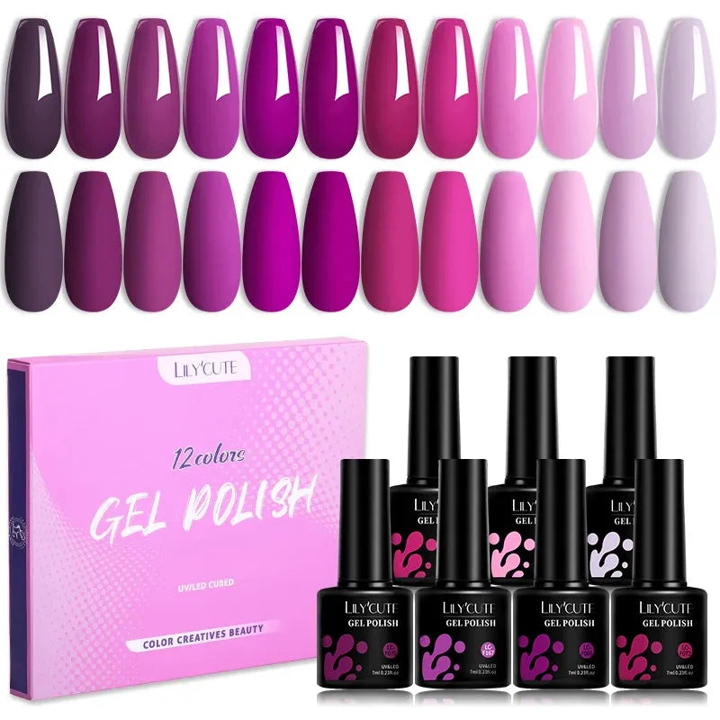 12PCs 7ml Spring Macaron Nail Gel Polish Set Semi Permanent UV Gel For Manicure Soak Off Gel Nail Polish Kit Varnishes - Shop & Buy