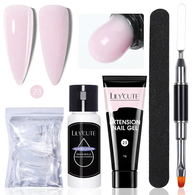 15ml Quick Extension Gel Nail Polish Kit White Nude Pink Acrylic Crystal UV Construction All For Manicure Nail Gel Set - Shop & Buy