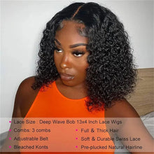 Load image into Gallery viewer, 13x4 Kinky Curly Bob Human Hair Lace Frontal Wigs 100% Brazilian Human Hair Short Curly Bob Wigs
