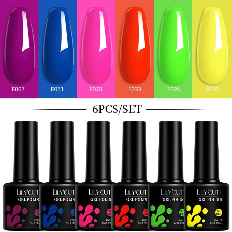 6Pcs/Set Macaron Color Gel Nail Polish Set Kit Spring 6 Colors UV LED Nail Art Gel Vernis Semi Permanent Base Top Coat - Shop & Buy