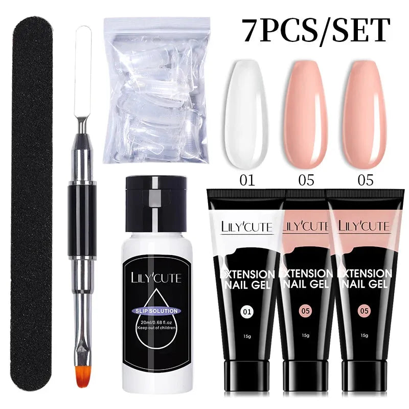 Extension Gel Nail Polish Kit Quick Extension Manicure Gel Set Finger Extend Mold Nail Brush Nail Art Tool Set Supplies - Shop & Buy