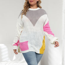 Load image into Gallery viewer, Winter Patchwork Plus Size Sweater Women O-Neck Large Pullover Lady Casual Loose Oversize Jumper
