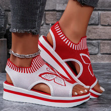 Load image into Gallery viewer, Lightweight Knitted Wedge Sandals Women Fashion Butterfly Pattern Platform Sandles
