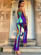 Load image into Gallery viewer, Summer Women Sexy Print Off Shoulder Strapless Sleeveless Jumpsuit Bell-Bottomed Pants
