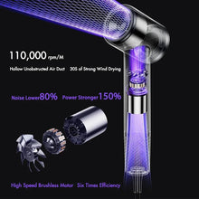 Load image into Gallery viewer, High Speed Hair Dryer Wind Speed 26m/s 1500W 110000 Rpm Professional Hair Care Quick Drye Negative Ion Blow Dryer
