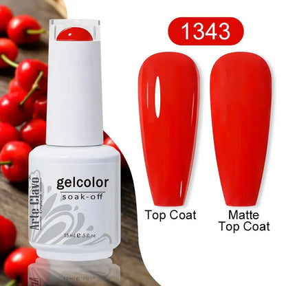 Cherry Red Color Gel Nail Polish Semi Permanent Gel Varnishes For Christmas Nail Art Design Glass Bottle Top Colorcard - Shop & Buy