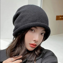 Load image into Gallery viewer, Warm Knitted Baggy Beanie Hat Women Men Drawstring Kpop Slouchy Wool Cap Winter Spring Soft Skullcaps
