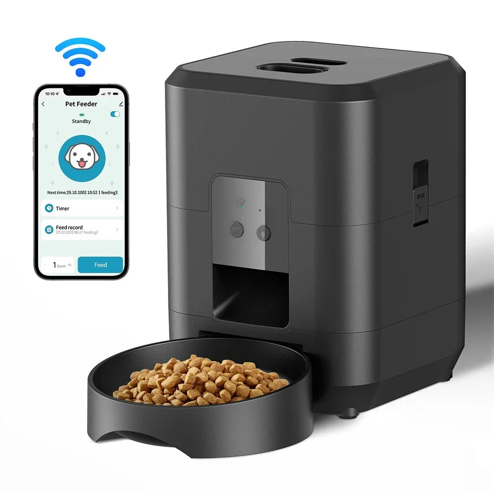 Automatic Pet Feeder Button / WiFi Version Auto Cat Food Dispenser Accessories Smart Control Pet Feeder For Cats Dog