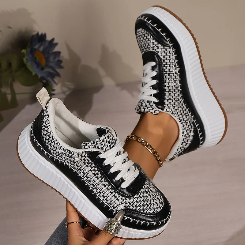 Fashion Colored Sequins Platform Sneakers Women Thick Bottom Lace Up Walking Shoes Woman Comfort Non Slip Sports Shoes Ladies