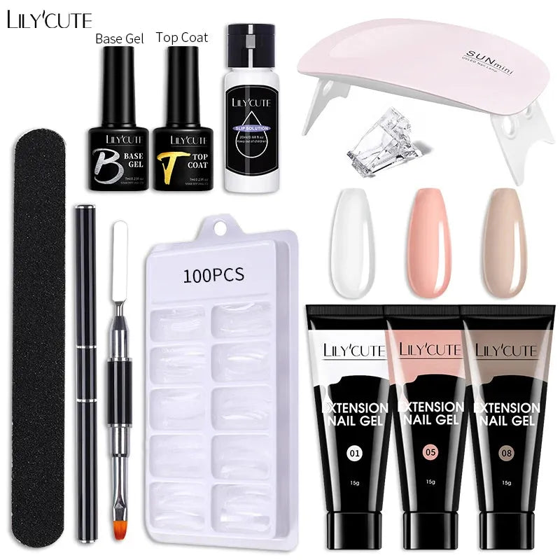 15ml Nail Extension Gel Set With 36W LED Lamp Tool Full Manicure Kit Finger Quick Extend Construction Hard Gel Varnish - Shop & Buy