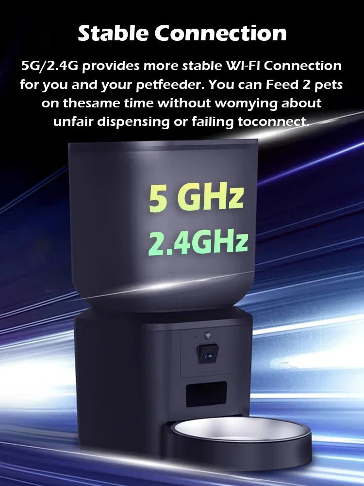 Automatic Dog Feeders with Camera 1080P HD 5G WiFi Pet Feeder Tuya APP Control Automatic Cat Dog Food Dispenser Furpipi