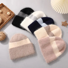 Load image into Gallery viewer, New Winter Beanies Two-color Angora Rabbit Fur Hat For Women Warm Knitted Fashion Female Hats High Quality Luxury Cap
