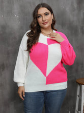 Load image into Gallery viewer, Sexy Patchwork Plus Size Sweater Women Heart O-Neck Large Pullover Lady Loose Oversize Jumper Big Jerseys Curvy Knitwear
