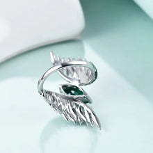 Load image into Gallery viewer, Indian Style 925 Sterling Silver Female Rings For Women Green Agate Feather Finger Ring Sterling Silver Jewelry
