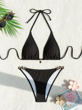 Load image into Gallery viewer, Sexy Black Bikini Set for Women Luxury Flower Jewelry Push Up 2 Piece Swimwear
