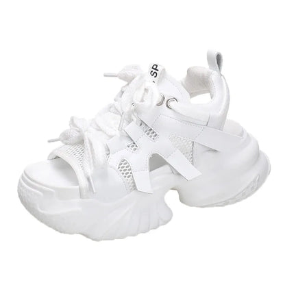 Women's White Chunky Sports Sandals Hollow Out Platform Wedge Sandals for Women - Shop & Buy