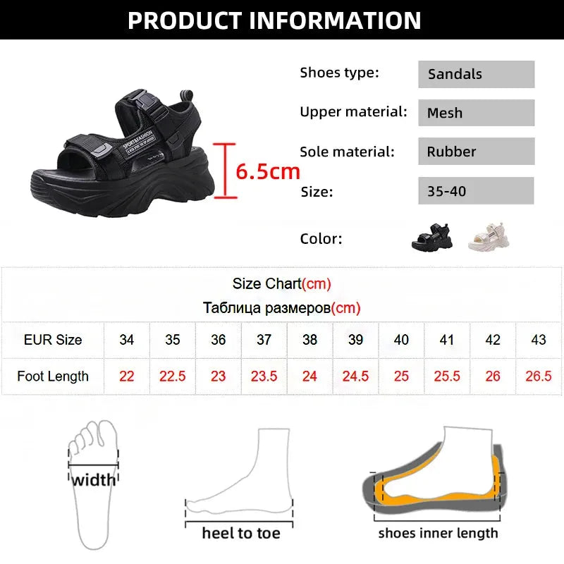 Women's Black Chunky Sandals Summer Fashion Platform Walking Shoes Woman Thick Bottom Non Slip Beach Sandals - Shop & Buy