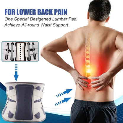 Back Brace with 8 Support Belt for Women & Men, Lower Back Support with Large Area Aluminum Support for Herniated Disc