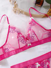 Load image into Gallery viewer, Sheer Bra&amp;Briefs Sets Bow Hollow Out Lingerie Sets Floral Embroidery Splicing Mesh Sexy Underwear
