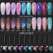 Load image into Gallery viewer, 10PCS Reflective Series Nail Gel Polish Set Fluorescent Luminous Semi Permanent UV Led Gel Manicure Nail Art Varnish
