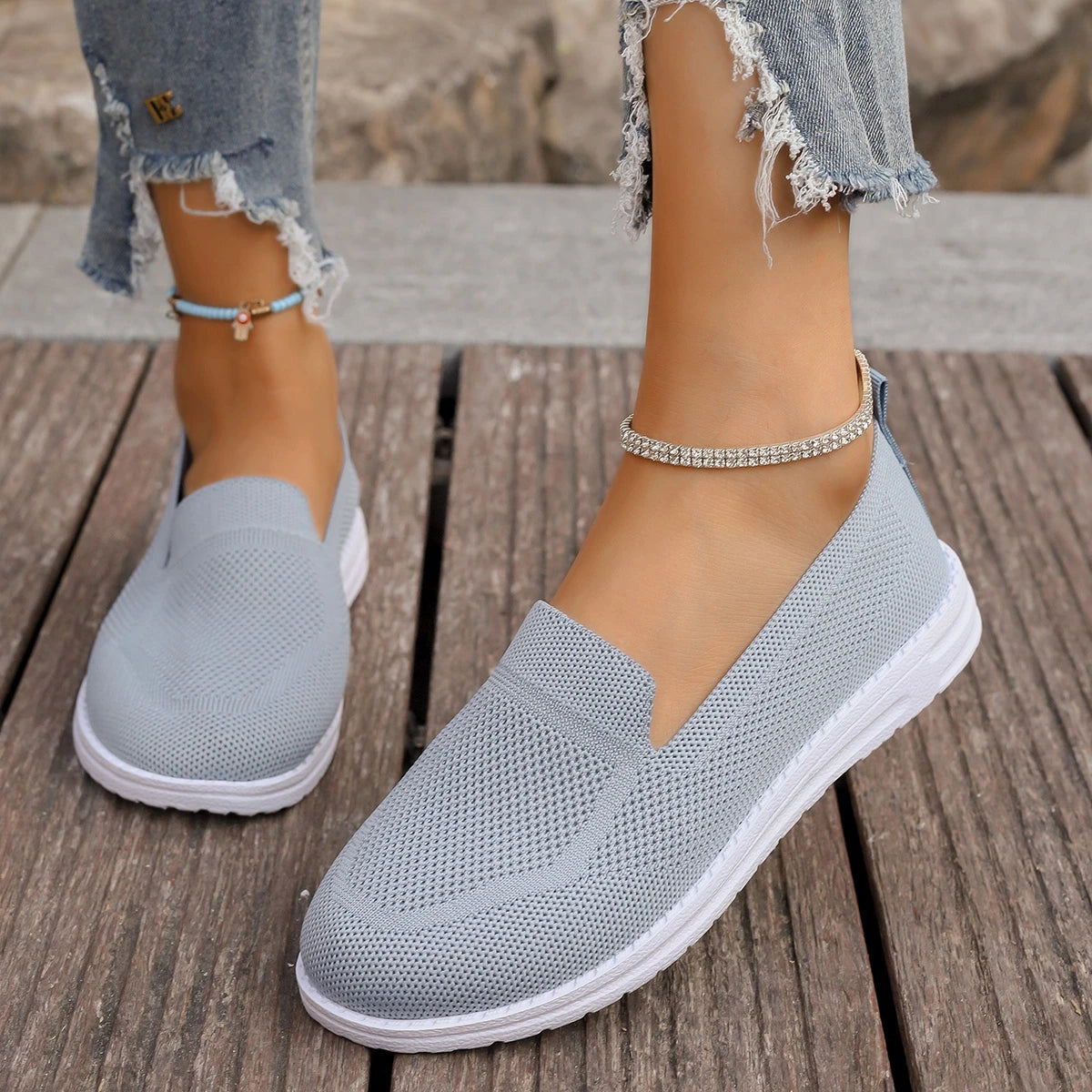 Spring Summer Breathable Mesh Flats Shoes for Women Comfortable Slip On Casual Shoes Woman Lightweight Soft Bottom Loafers