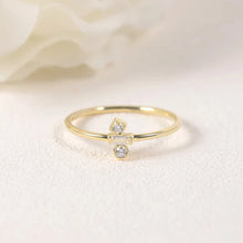 Load image into Gallery viewer, 925 Sterling Silver Ring with White Baguette Moissanite and Two White Round Moissanite Stackable Gold Rings
