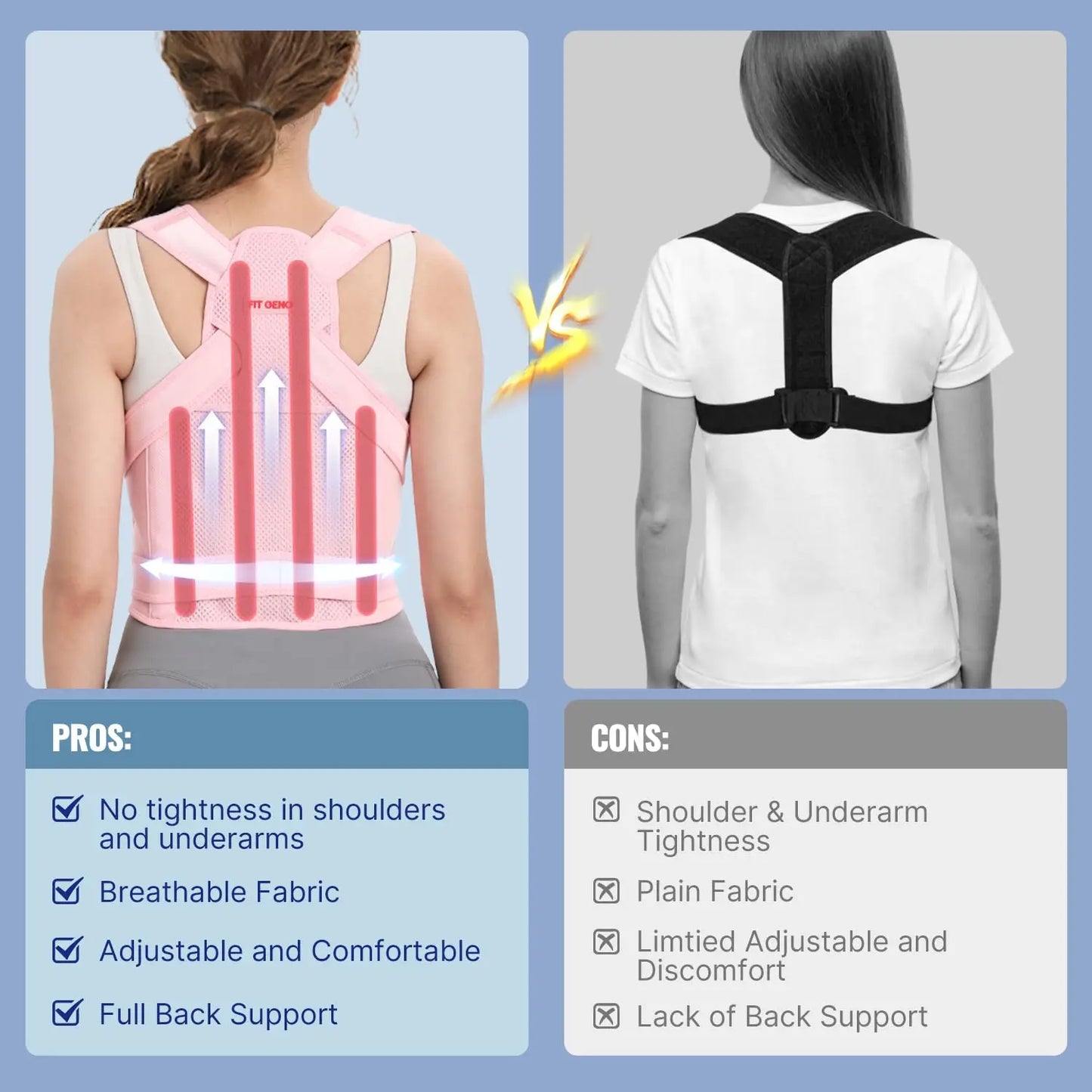 Back Brace Posture Corrector for Women: Shoulder Straightener Adjustable Full Back Support Upper and Lower Back Pain Relief