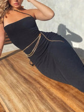 Load image into Gallery viewer, Sexy Cross Bandage Backless Rib Knitted Maxi Dress Women Spaghetti Strap Slim Bodycon Long Dress
