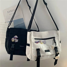 Load image into Gallery viewer, Harajuku Versatile Canvas Women Messenger Bags Solid Color Flip Casual Handbag Shoulder Bag
