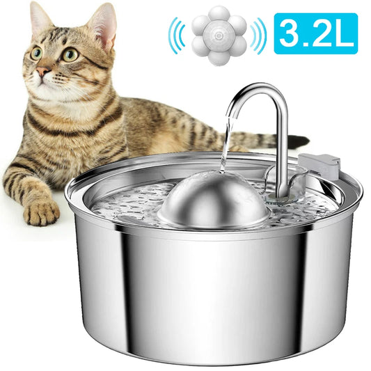 Automatic Cats Water Dispenser Pets Cat Anti-Wet Mouth Drinking Fountain 304 Stainless Steel Faucet Cats Water Fountain