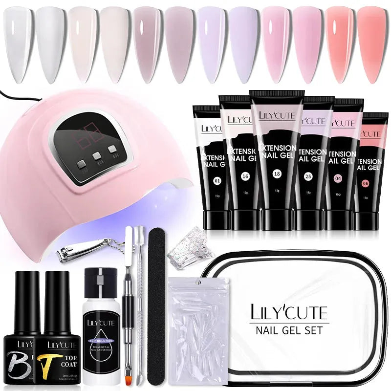 15ML Manicure Set Quick Nail Extension Gel With 6W UV Lamp Dryer Finger Extend Mold Slip Solution Nail Art Tools Kit - Shop & Buy