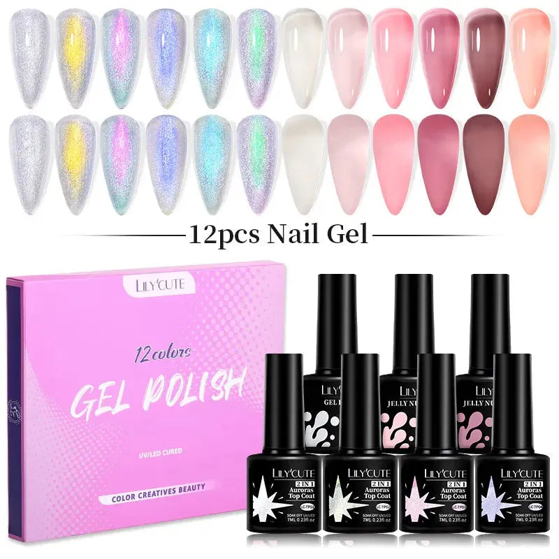 12PCs 7ml Spring Macaron Nail Gel Polish Set Semi Permanent UV Gel For Manicure Soak Off Gel Nail Polish Kit Varnishes - Shop & Buy