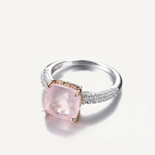 Load image into Gallery viewer, 10*10mm Cushion Natural Rose Quartz Statement Ring 925 Sterling Silver Gemstone Candy Rings For Women Fine Jewelry
