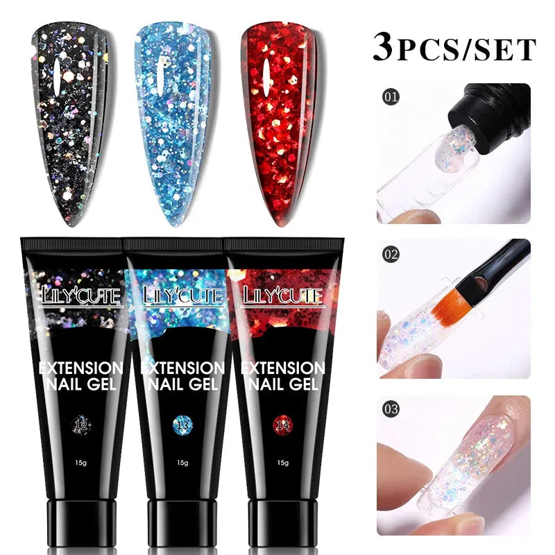 15ml Extension Gel Nail Polish Set Quick Nail Prolong With Extend Mold Nail Tips Acrylic Solution Manicure Tools Kit - Shop & Buy