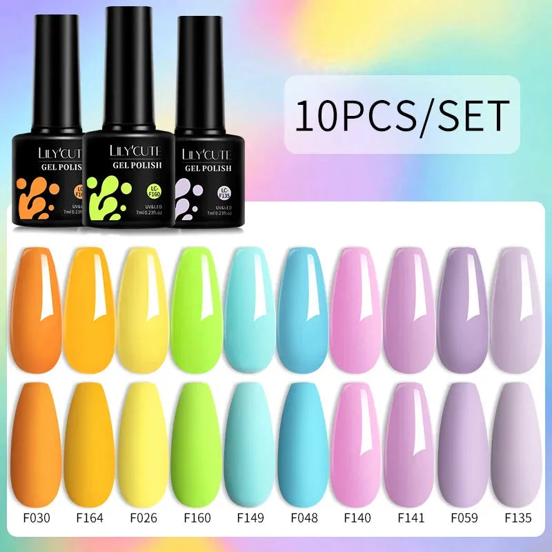 10PCS/Set Gel Nail Polish Brown Earth Coffee Color Series Gel Semi Permanent UV LED Gel Nail Art Soak Off Nail Gel Set - Shop & Buy