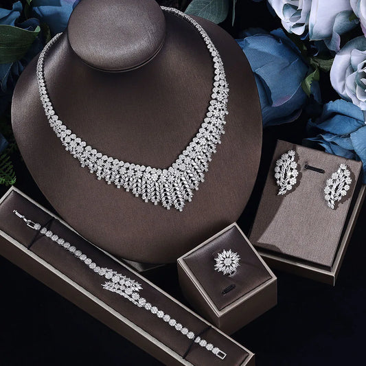 4pcs Bridal Jewelry Sets New Fashion Dubai Jewelry Set For Women Wedding Party Accessories Design