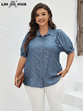 Load image into Gallery viewer, Women&#39;s Plus Size Denim Shirt Summer Chic Elegant Shirt For Chubby Women Cotton Woven Shirt
