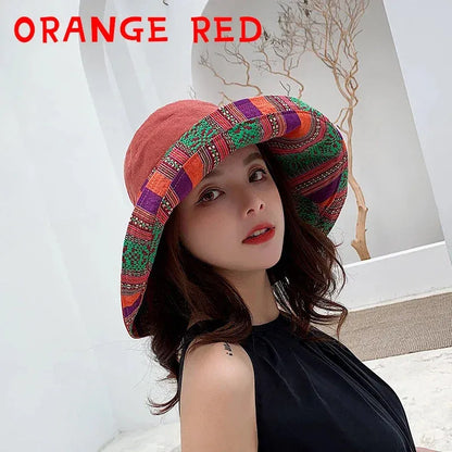 Women's Hat Bucket Hat Fashion All-match Four Seasons Big Brim Panama Basin cap Double-Sided Fisherman Hat - Shop & Buy