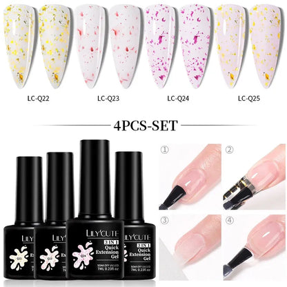 4PCs/Set Nail Extension UV Nail Gels Set Clear Nude Semi-permanent Quick Extension Set Nail Art Acrylic Gel Polish - Shop & Buy