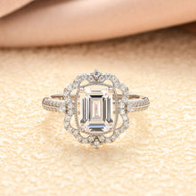 Load image into Gallery viewer, Vintage Emerald Cut Wedding Engagement Rings for Women Promise Ring 925 Sterling Silver
