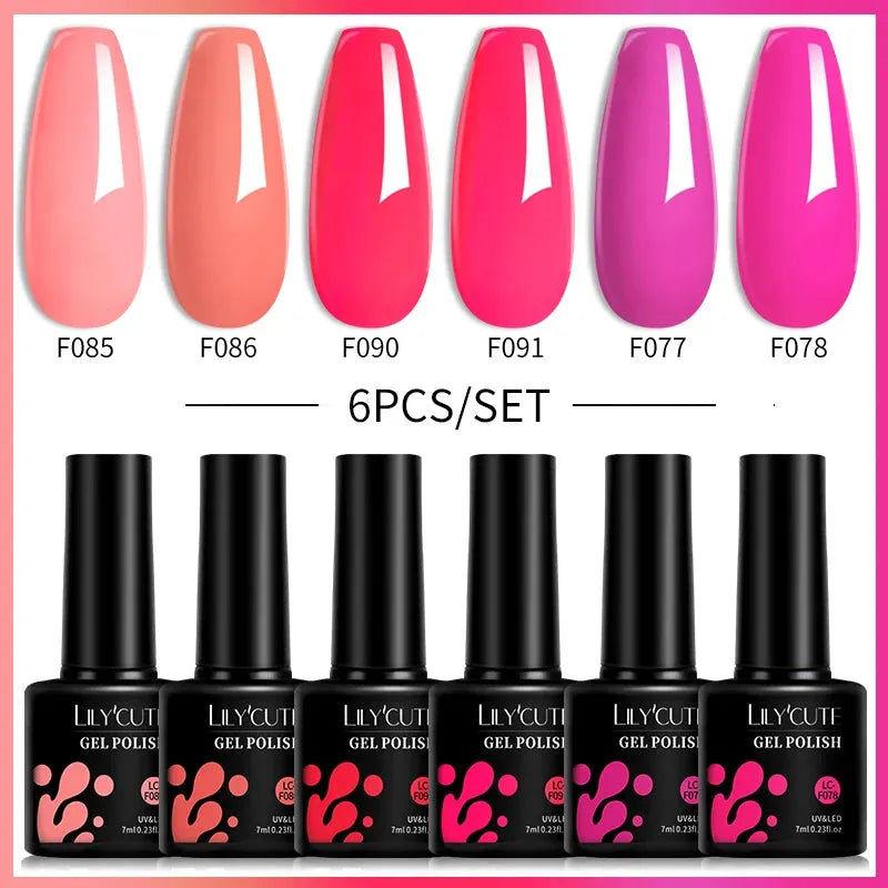 6Pcs/Set Macaron Color Gel Nail Polish Set Kit Spring 6 Colors UV LED Nail Art Gel Vernis Semi Permanent Base Top Coat - Shop & Buy