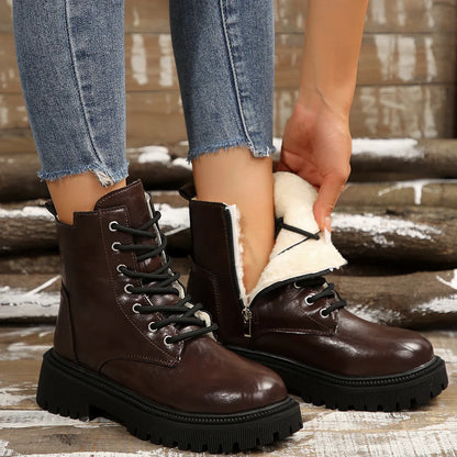 Women's Winter Warm Thick Plush Ankle Boots Plus Size Fashion Platform Combat Boots - Shop & Buy