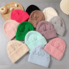 Load image into Gallery viewer, Hats For Women Fashion Twist Style Angora Rabbit Fur Beanie Winter Warm knitted Cashmere Hat Ladies Casual Skullies Cap
