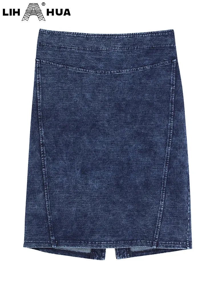 Women's Plus Size Denim Skirt Autumn Chic Elegant Skirt For Chubby Women Knitted Cotton Skirt - Shop & Buy