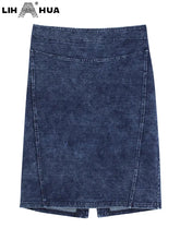 Load image into Gallery viewer, Women&#39;s Plus Size Denim Skirt Autumn Chic Elegant Skirt For Chubby Women Knitted Cotton Skirt
